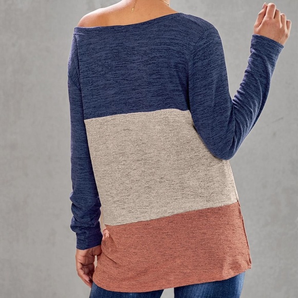 Long sleeve color block top - Picture 2 of 2